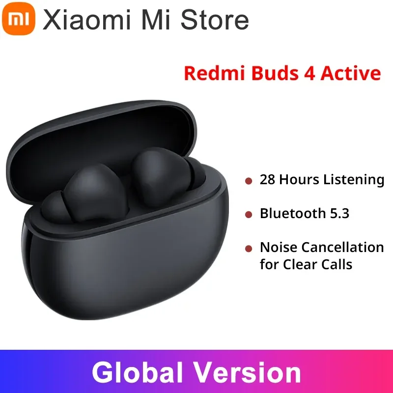 New Global Version Xiaomi Redmi Buds 4 Active Earphone Up to 28 Hours Listening Bluetooth 5.3 Noise Cancellation for Clear Calls