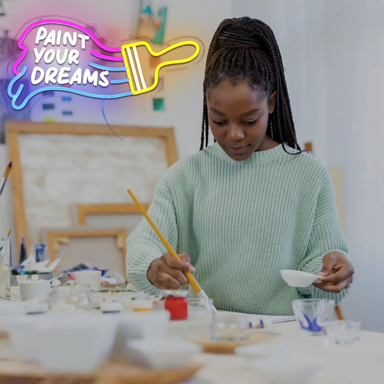 Pinte tus sueños, letrero de neón, decoración de estudio artístico, luz de neón regulable para dormitorio, hogar, oficina, Bar, fiesta, decoración de pared, iluminación ambiental