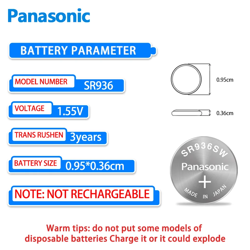 5PCS Panasonic SR936SW/394 1.55V Swatch Quartz Watch Silver Oxide Button Battery Universal LR936