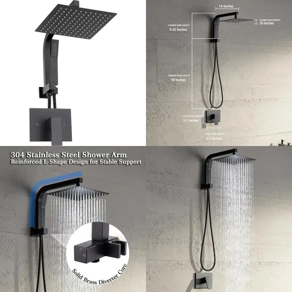 

10 Inch Rain Shower Head with Handheld Spray Combo Set, Modern Bathroom Shower Faucet System for Rainfall Experience