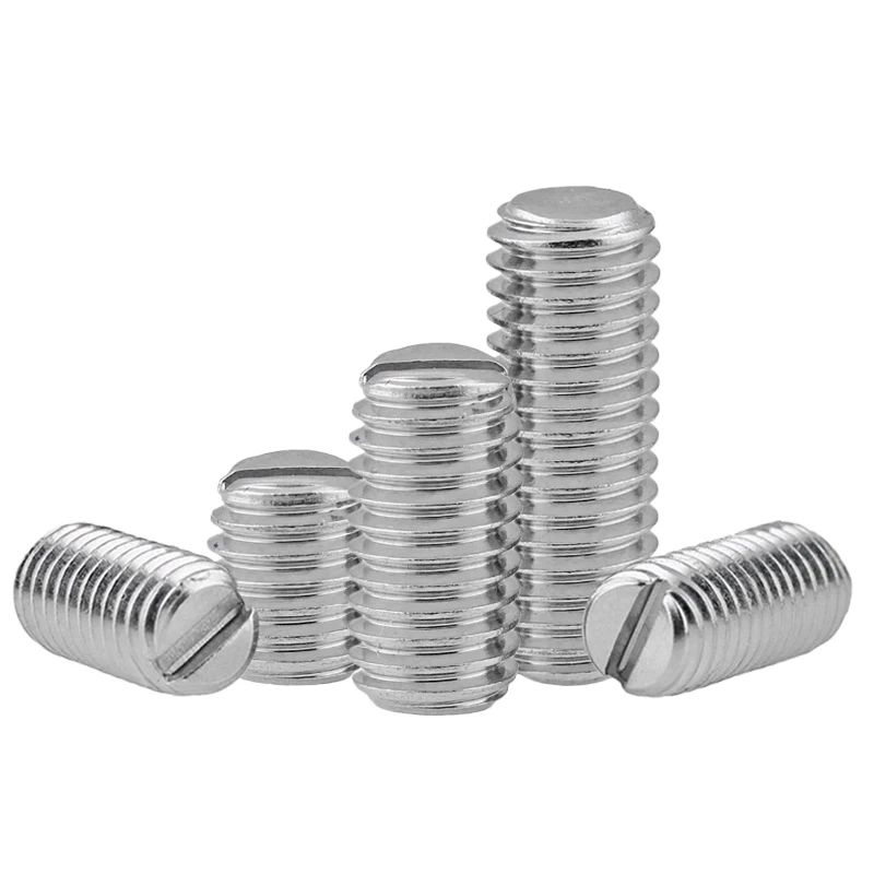 10/ 20/ 50pcs M2 M2.5 M3 M4 M5 M6 M8 304 Stainless Steel Slotted Head Set Screw Flat Point Set Grub Screw Headless Set Screws