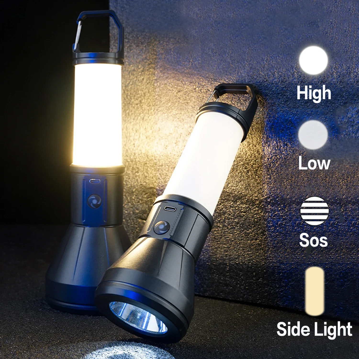 High Power LED Flashlight Type-C USB Rechargeable Torch Portable Camping Light Outdoor Waterproof Flashlights Tent Lamp