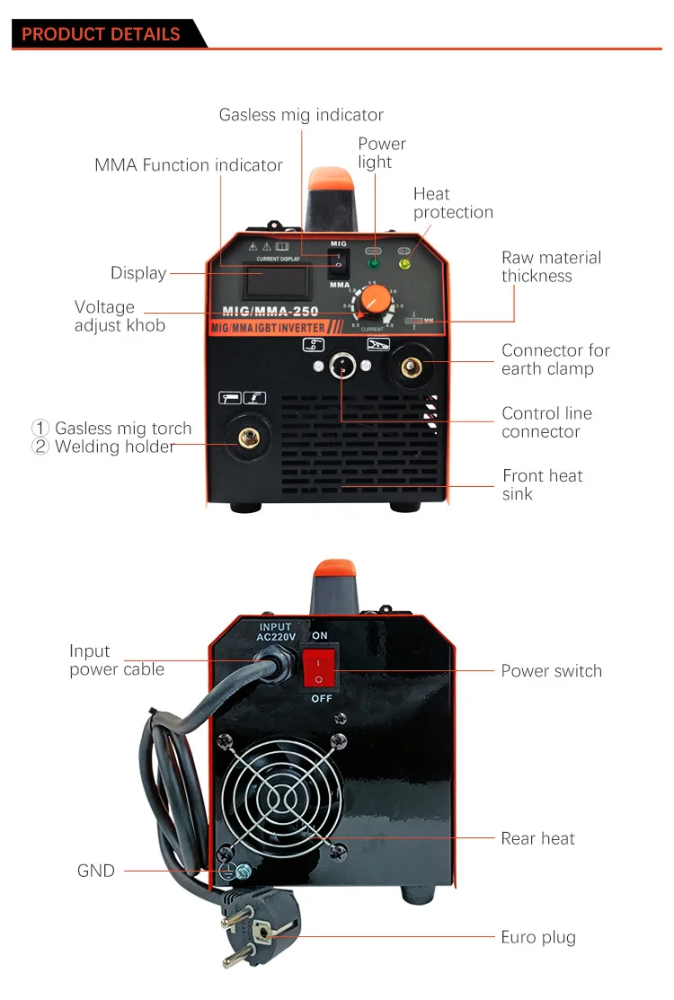 220V electric welding machine, no gas, two protection welding, manual welding, gas protection welding, household 110V