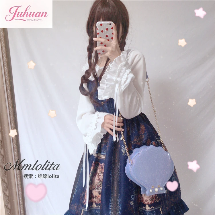 اليابانية فتاة لينة لوليتا لطيف اللؤلؤ شل الطازجة حقيبة كتف المرأة Kawaii فتاة على ظهره لولي تأثيري القوطية لوليتا حقيبة كوس لولي