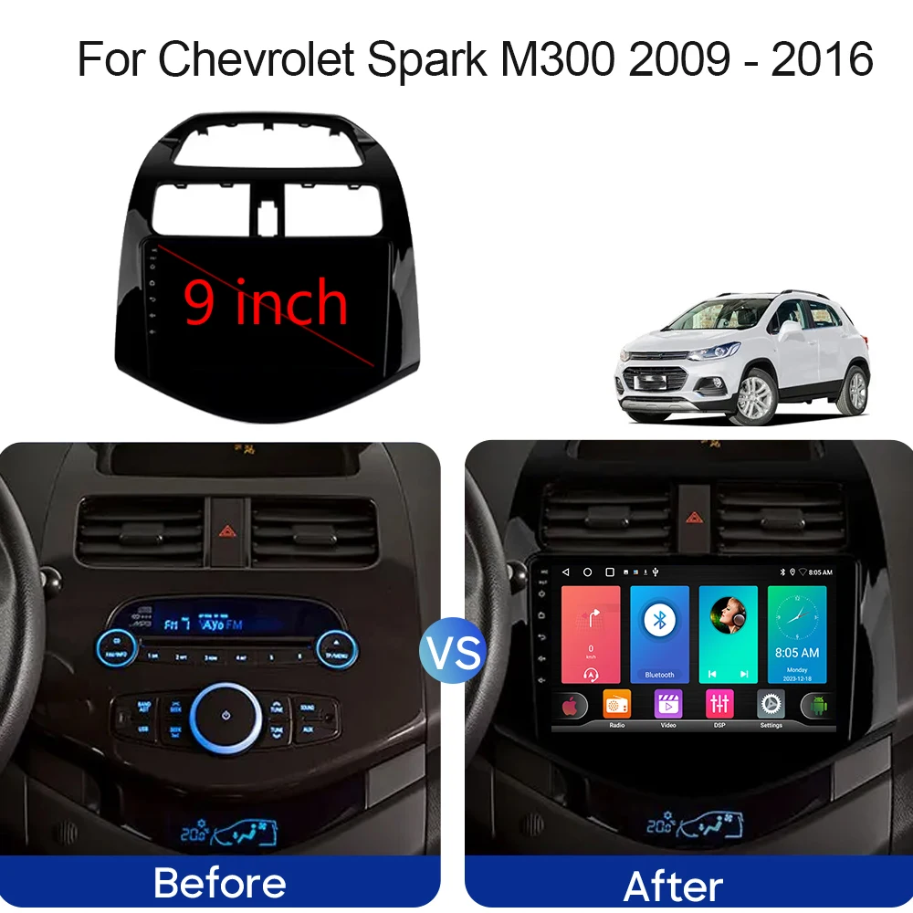 For Chevrolet Spark M300 2009 - 2016 Car Radio Android Auto Multimedia Video Player Stereo GPS Navigation 5G WIFI BT No 2din DVD