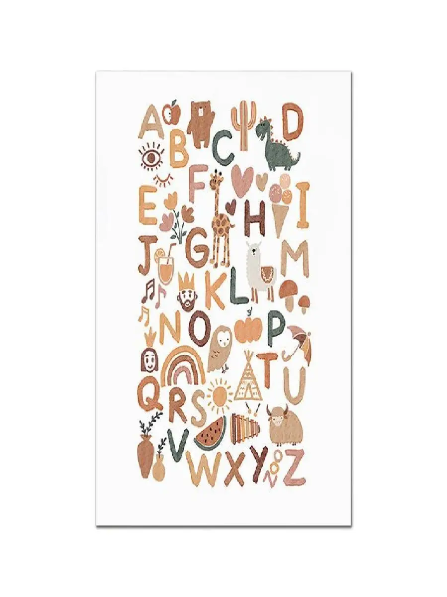 Boho Nursery Animal Alphabet Wall Art  Educational ABC Canvas Poster  Kids Room Decor  Baby Gift Print Picture