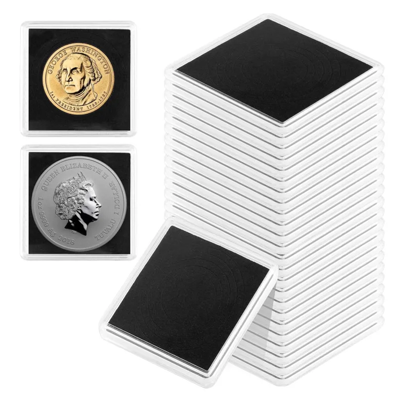 5Pcs Snap Holders Silver Coin Holders Coin Collection Display Acrylic Cases Half Dollar Coin Organizer Boxes 16-40mm