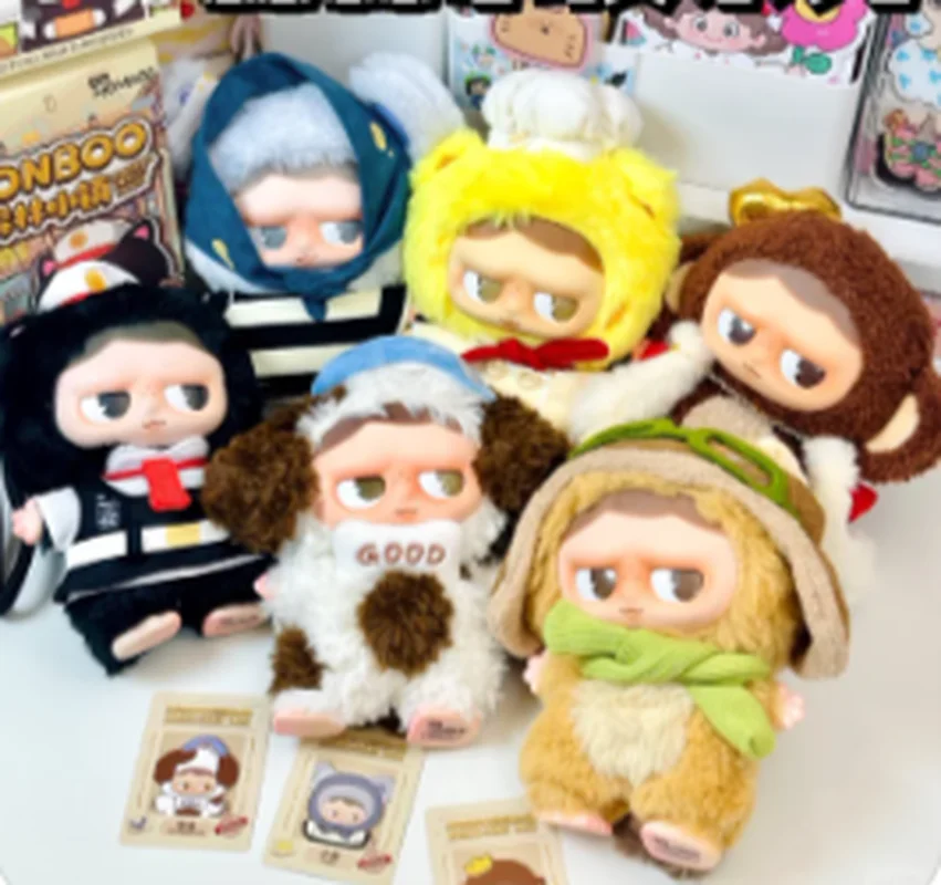 本物のMONBOOフォレストタウンシリーズデスクトップデコレーション、女の子のための心地よいギフト、トレンディなブラインドボックスおもちゃ、コレクタブルフィギュア