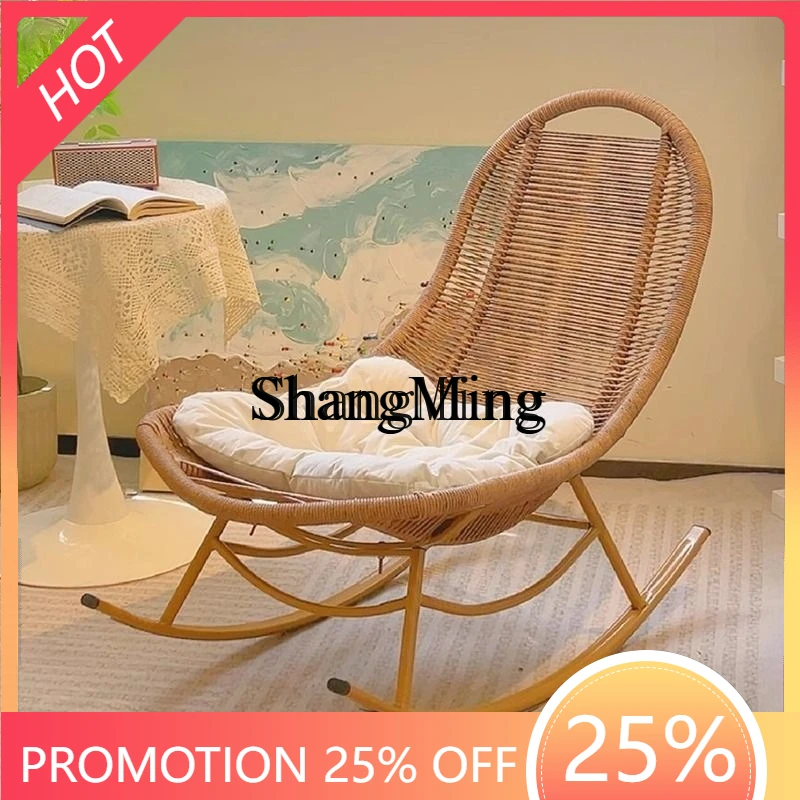 CL chaise à bascule simulation rotin matériel style chinois cour extérieure en forme de L chaise paresseuse