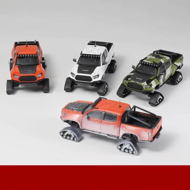 

GCD 1:64 Pickup Alloy Model Car Ski Version W/Accessory Orange Snow Version Off-Road Vehicle Ornament Collection Toy