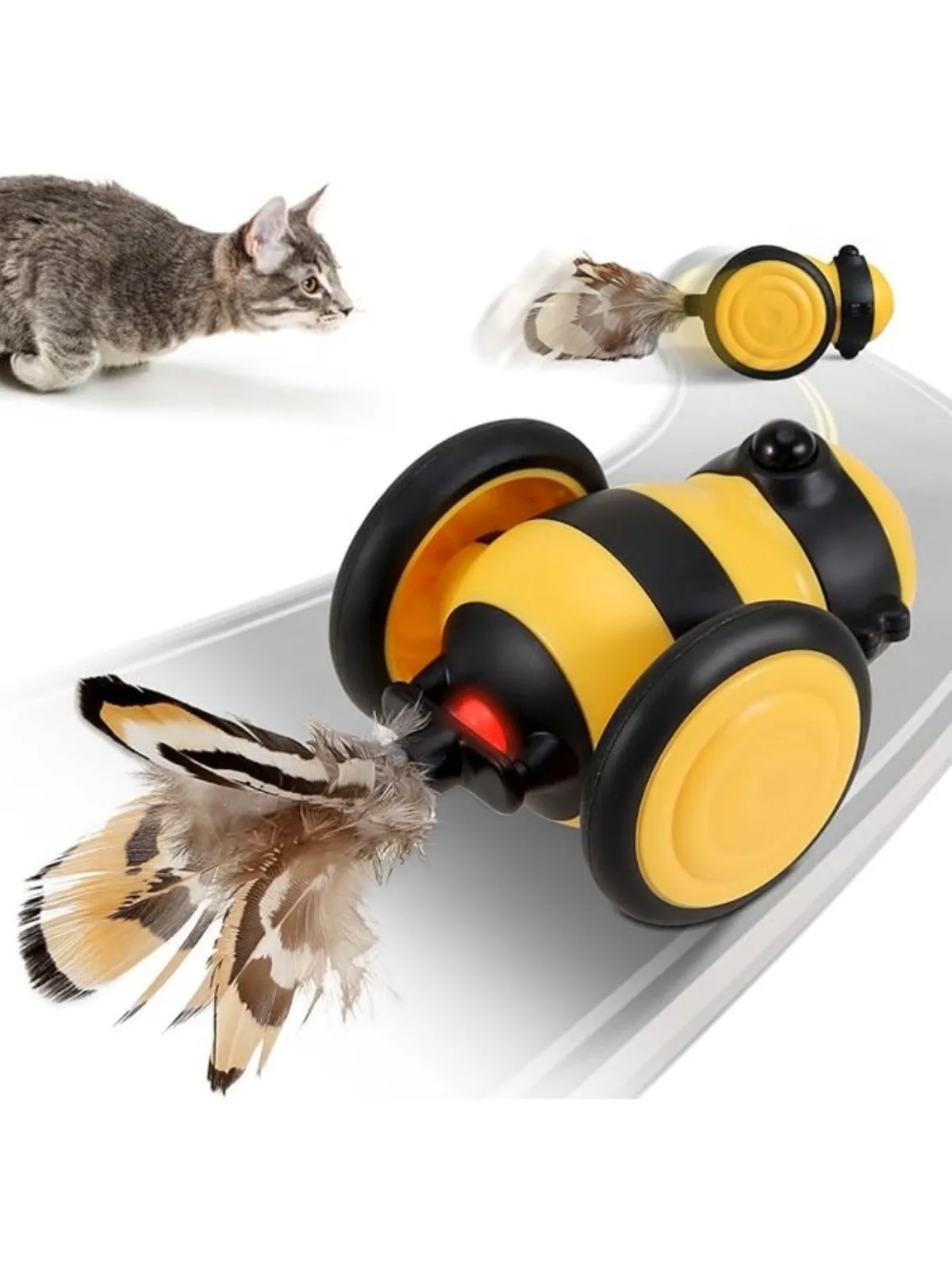 

Interactive Cat Toys for Indoor Cats, Smart Moving Cat Bee Toy, Smart Induction Electric Kitten Toy with Colorful LED Lights