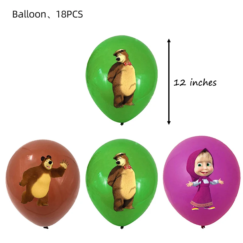 Decoraciones de fiesta de cumpleaños con temática de niña y oso, suministros de dibujos animados, globos, juegos de vajilla desechables para niños y