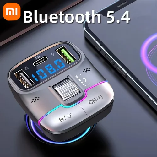Xiaomi-transmisor FM Bluetooth 5,4, modulador de Radio auxiliar manos libres para coche, reproductor MP3 con adaptador de carga rápida, accesorios para automóvil