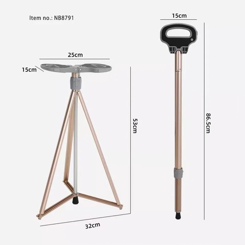 Portable Cane Stool For Elder & Shooting, Foldable Walking Stick Chair For Outdoor Activity walking stick chair for elderly