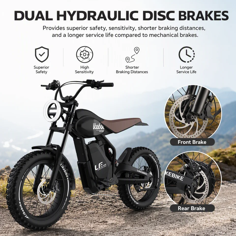 1500W Electric Bike 28MPH 48V 15Ah 20" Fat Tire E-Bike Full Suspension Dual Disc Brakes Retro Off-Road Adult Electric Bicycle image 6