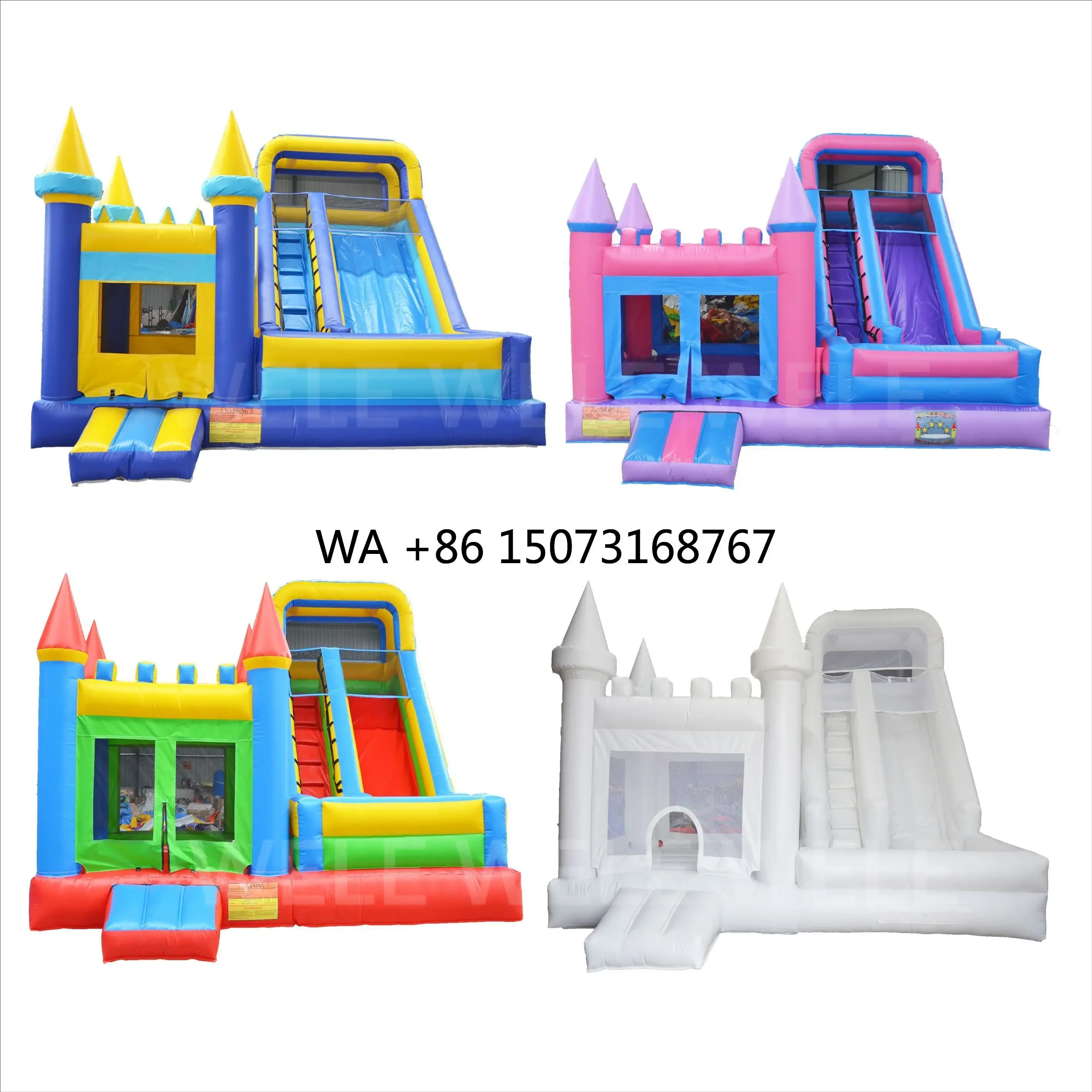 

Commercial PVC Inflatable Bouncy Castle Combo Trampoline Moonwalk White Jumping House Inflatable Slide Bounce House for Kids