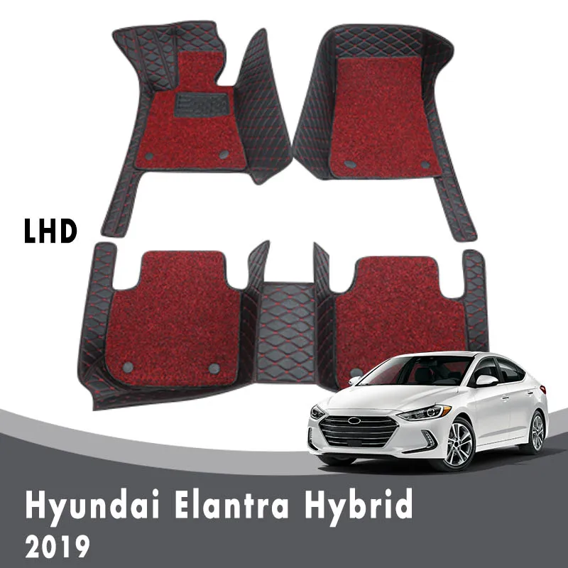 

Для Hyundai Elantra Hybrid 2019 Роскошные двухслойные провода петли автомобильные коврики ковры Авто интерьеры Стайлинг Чехлы водонепроницаемые