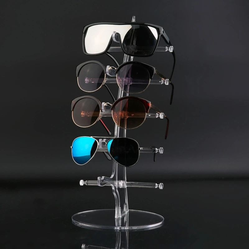 5 Tier Acrylic Transparent Eyeglasses Frame Riser Stand Sunglasses Display Showing Rack Holder Counter Eyewear Organizer