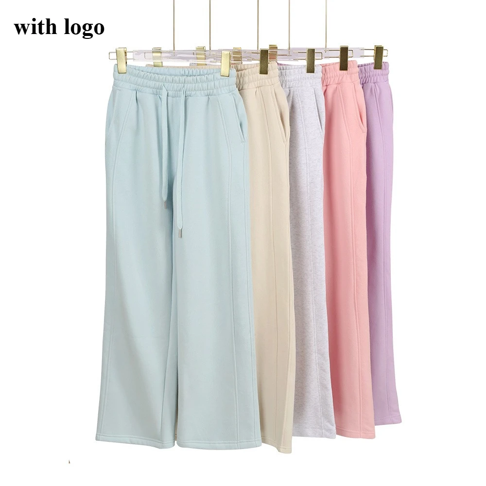 

Lemon Women's Scuba Sweatpants High Waisted Wide Leg Fleece Lined Joggers Loose Fit Yoga Pants with Drawstring Casual Trousers
