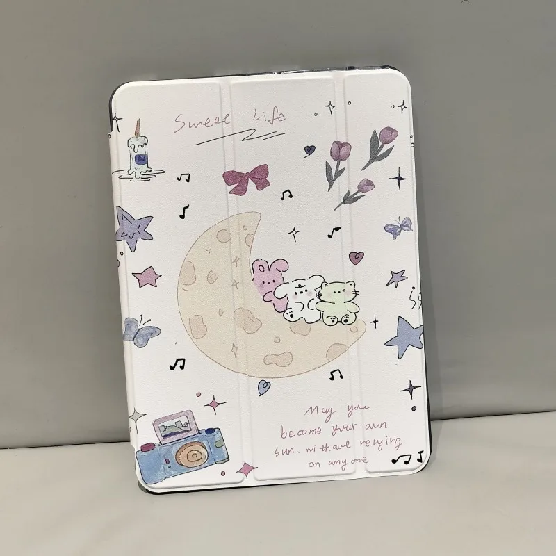 

Чехол для Ipad с мультяшными животными для Mini7 Air7 Air6 Pro 11 дюймов, чехол для планшета с милым кроликом, Ipad 6th 9.7 Air2 7/8/9th 10.2 10th 10.9in, чехол