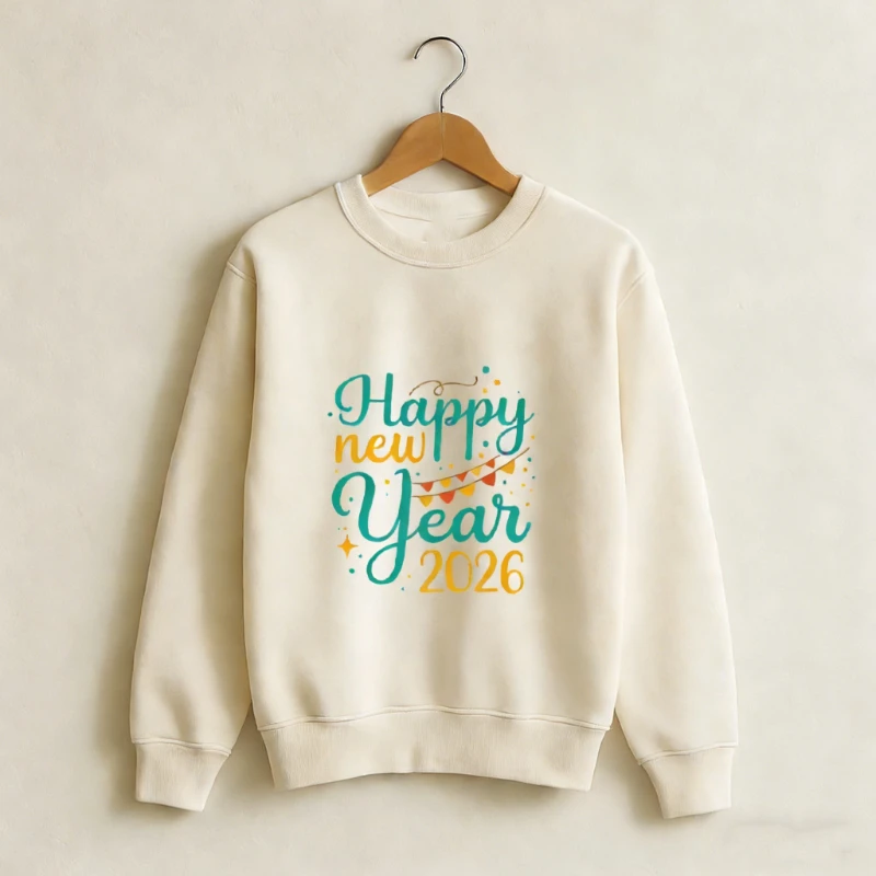 Feliz ano novo 2026 unissex adultos outono e inverno moletom manga longa manter quente combinando hoodies crewneck casual pulôver