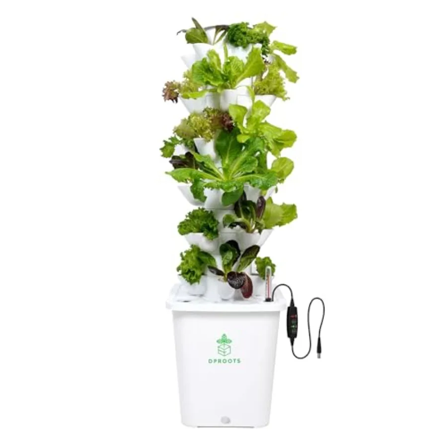 

Hydroponic Tower Growing System with 30 Pods Vertical Garden for Indoor Outdoor Use Water Circulation and Automatic Timer Ideal