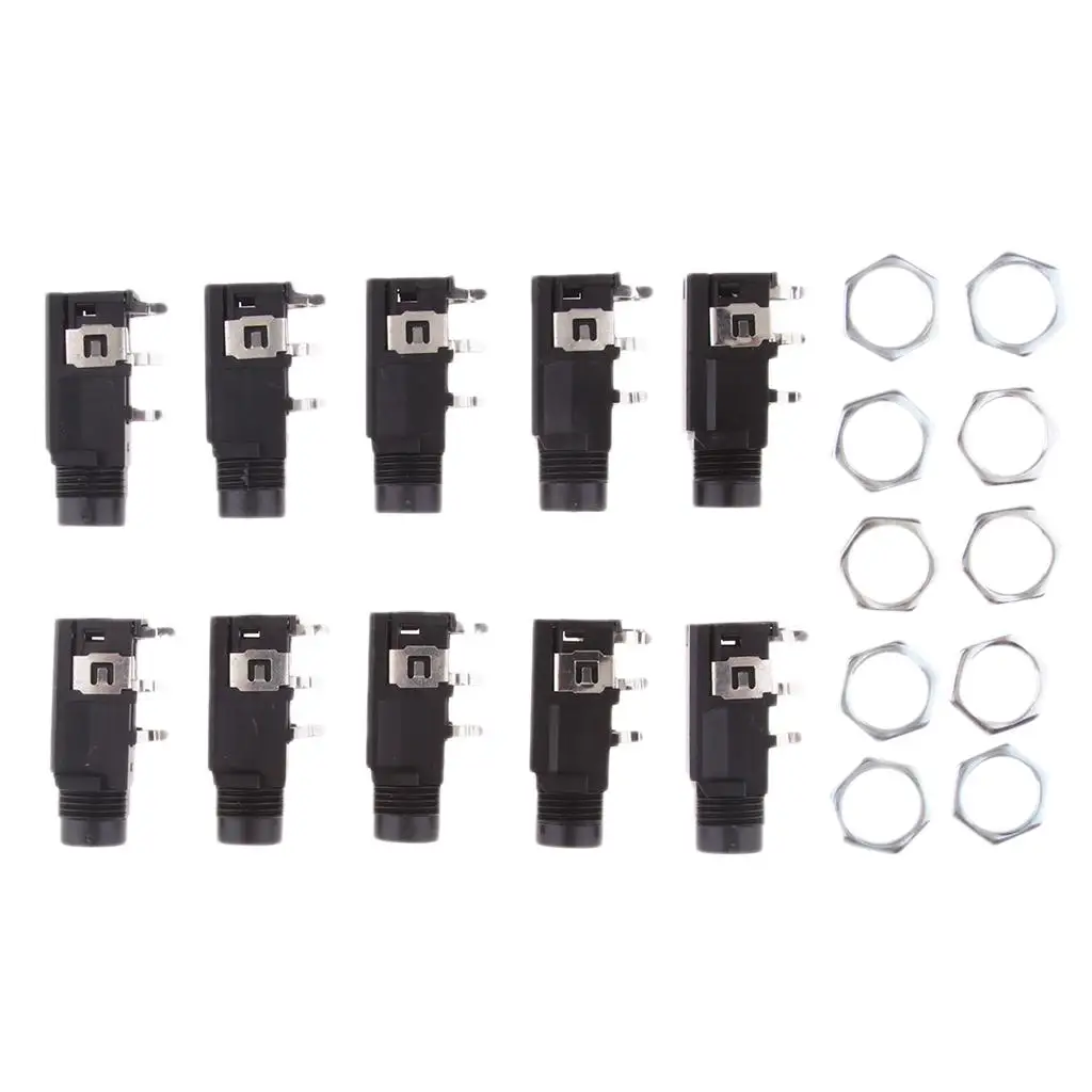 Stereo Audio Connector 6.35 Mm Female PCB Mount Jack Plastic Socket for Amplifier Recording Studio Use