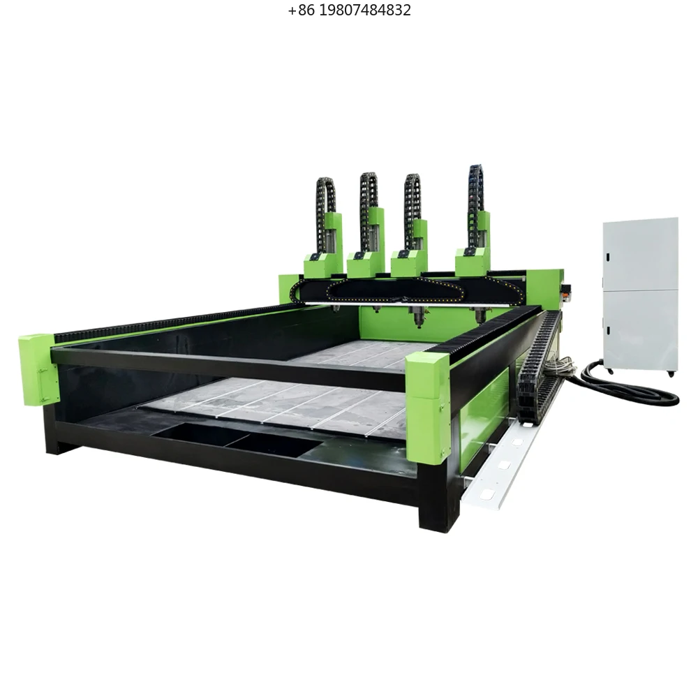 Heavy-duty Four Heads Independent 3/4 Axis Stone Engraver, High-precision Marble Granite Statue Tombstone Engraving