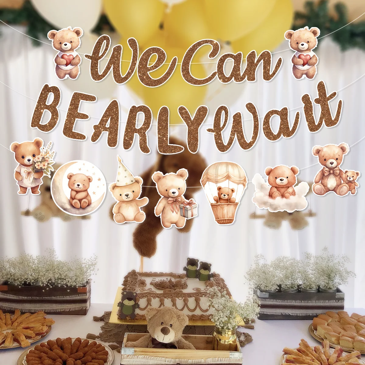 1set Teddybär Hängen Banner Wir Können Bearly Warten Cartoon Bär Girlanden Glücklich Baby Junge Mädchen Geburtstag Party Decor baby Dusche