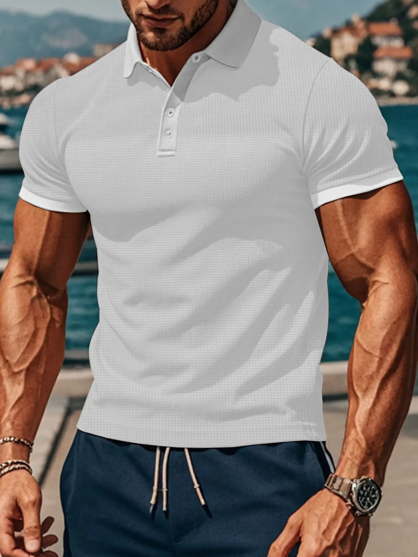 

Men's short sleeved polo Sports and leisure lightweight T-shirt