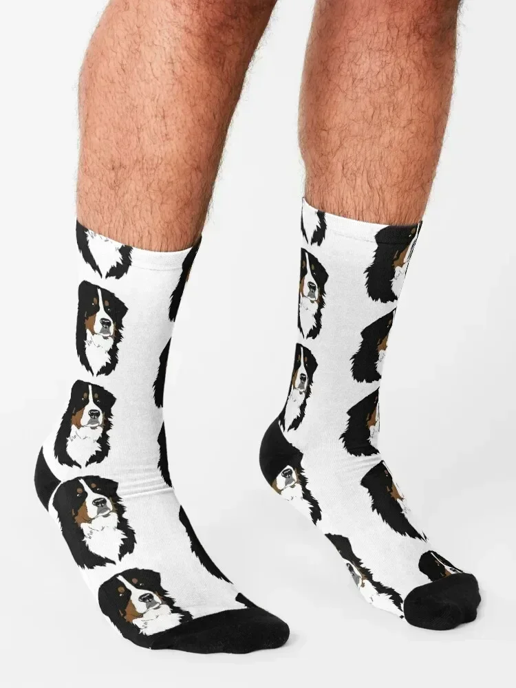 Bernese Mountain Dog Cute Face Socks Running floor valentine gift ideas warm winter Mens Socks Women's