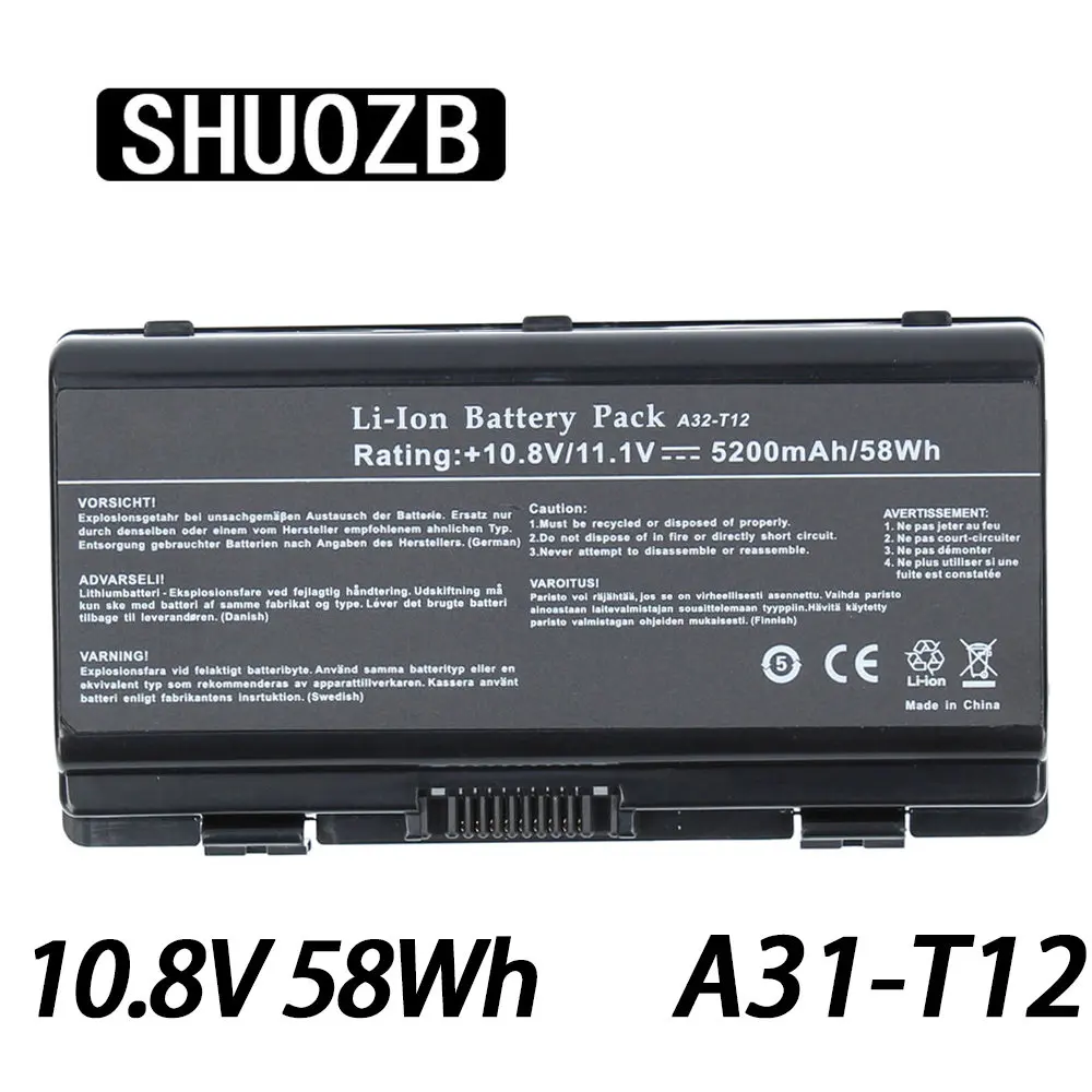 SHUOZB A32-X51 Laptop Battery For Asus X51H X51L X51R X51RL X58 X58C X58L X58Le A31-T12 A32-T12 T12C T12Er T12Fg T12Jg T12Mg