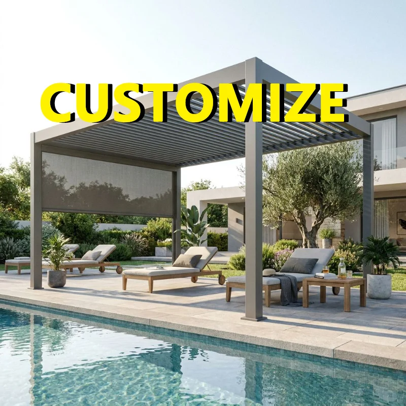 

Any Size Custom Panoramic Narrow Edge Motorized Aluminum Gazebo Clear View Patio 360 Sight Remote Rainproof Sun Structure