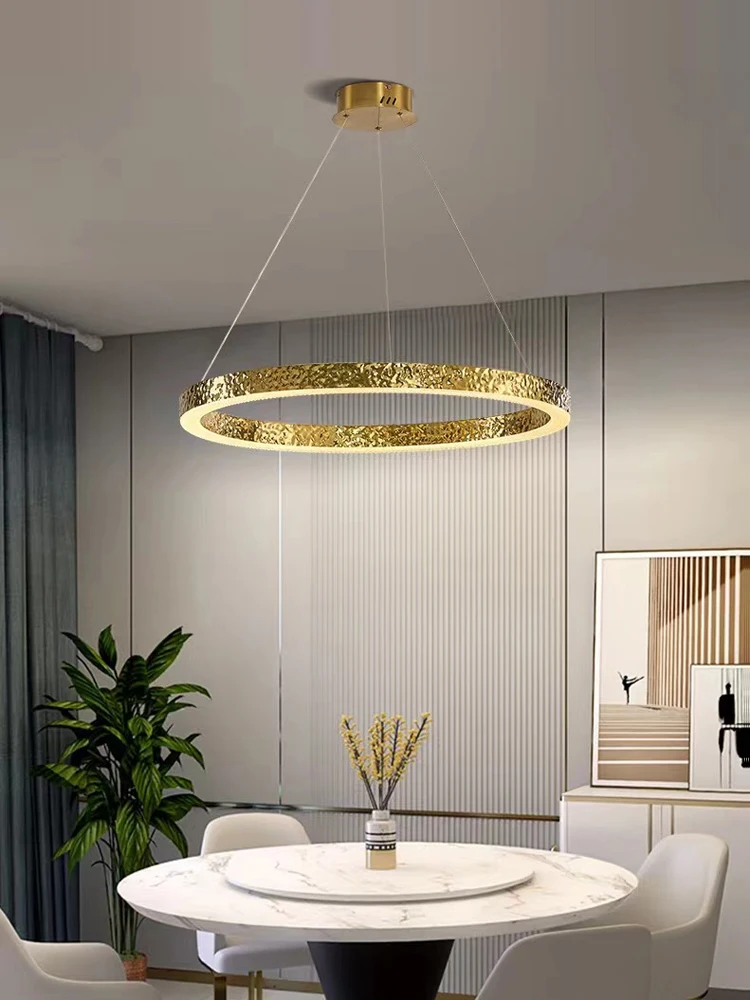 

LED 40-150cm Gold Chrome Copper Ring 2024 Chandelier Lighting Hanging Lamps Lustre Suspension Luminaire Lampen For Dinning Room