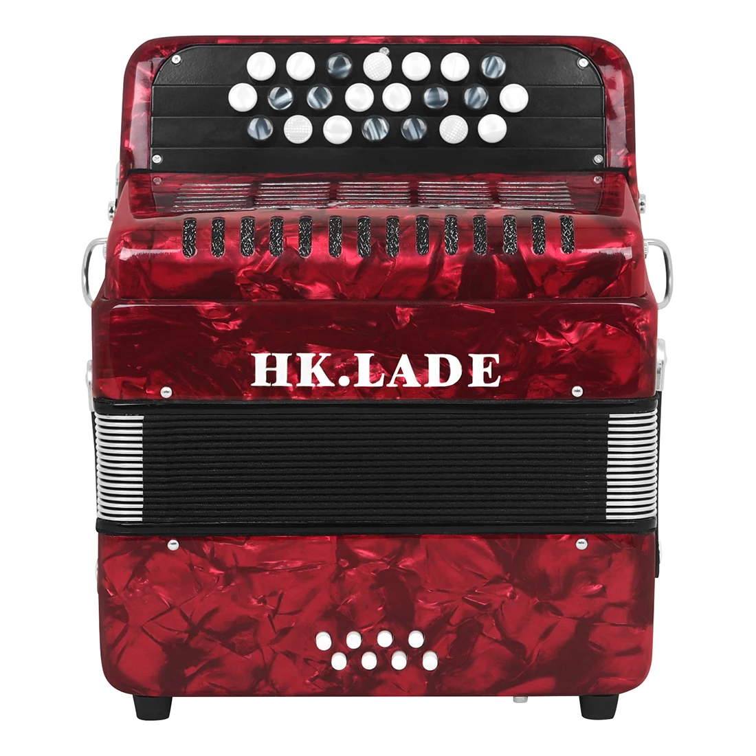 HK·LADE AH-10 Bayan Accordion 22 keys 8 Bass Accordion Red Professional Sheepskin Bellows Accordion with Storage Bag