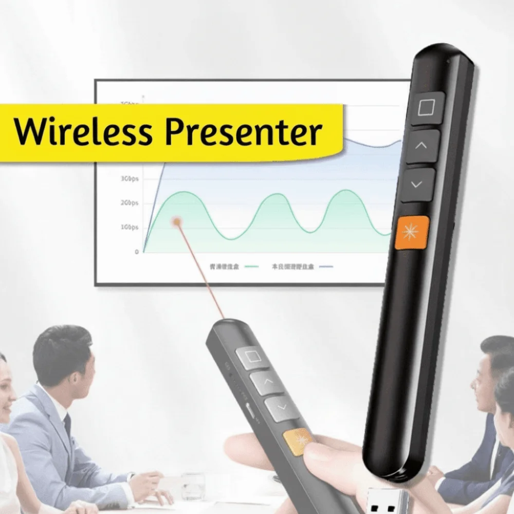 

2.4GHz Wireless Presentation Clicker Hyperlink Infrared Remote PPT Laser Flip Pen ABS Red Light Laser Pointer Office Teaching