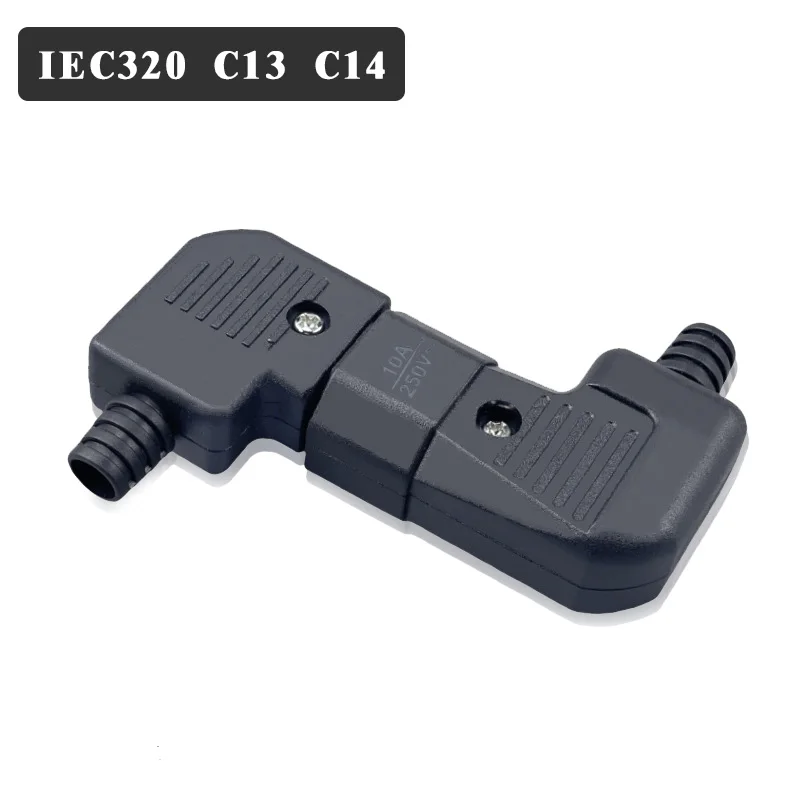 Black Elbow IEC320 C13 C14 Power Cord Wiring Power Plug Assemble IEC Connector Outlet PDU UPS Electrical AC Socket Plug 10A 250V