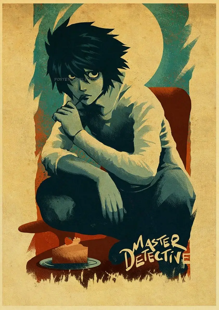 Death Note L Lawliet Anime manga Poster Kraft Paper Print Home Room Bar Cafe Decor Art Wall Painting