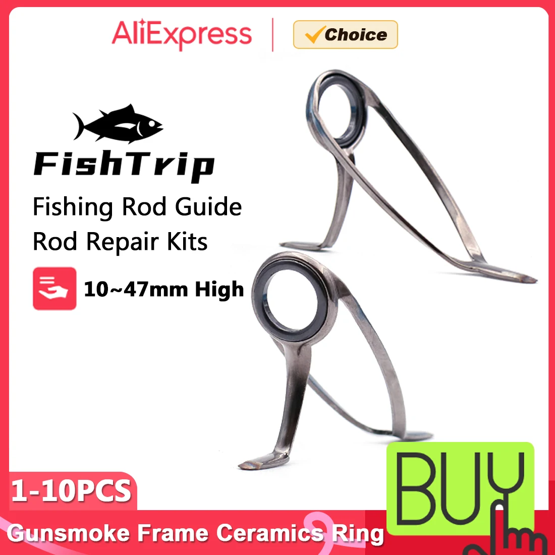 FishTrip Fishing Rod Guides Repair Kit Heavy Surf Low Rider Reversed Stripper Guide Ring Lock Frame Tangle-resistant Guide