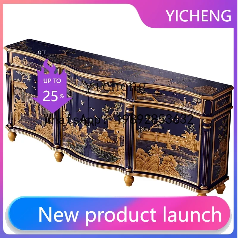 

Декоративный шкаф из массива дерева в стиле французской виллы, классический шкаф для хранения в гостиной, прихожей или столовой.