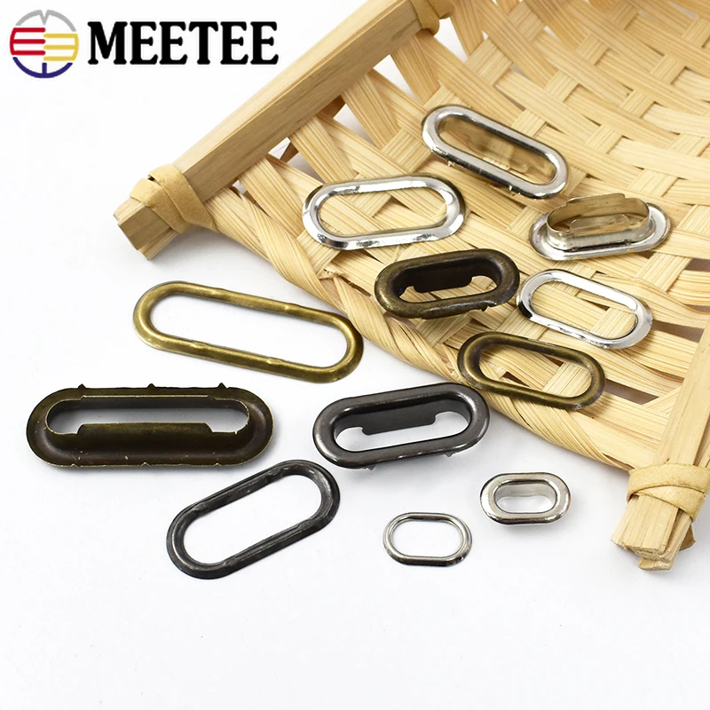 100sets Oval O Ring Metal Eyelet Buckles Hollow Eyelets Rivets Buttons Bags Garment Shoes Buckle DIY Leather Craft Accessories