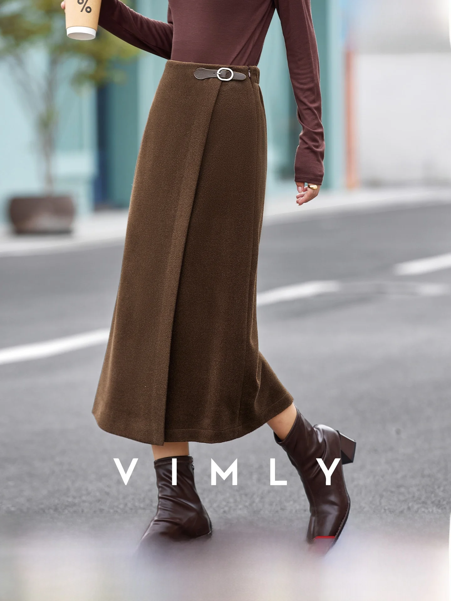 

Warm Woolen One-Piece Midi Skirt for Women Winter New Sle Casual Mid-Waist Straight Cut Outdoor Polyester Viscose Acrylic