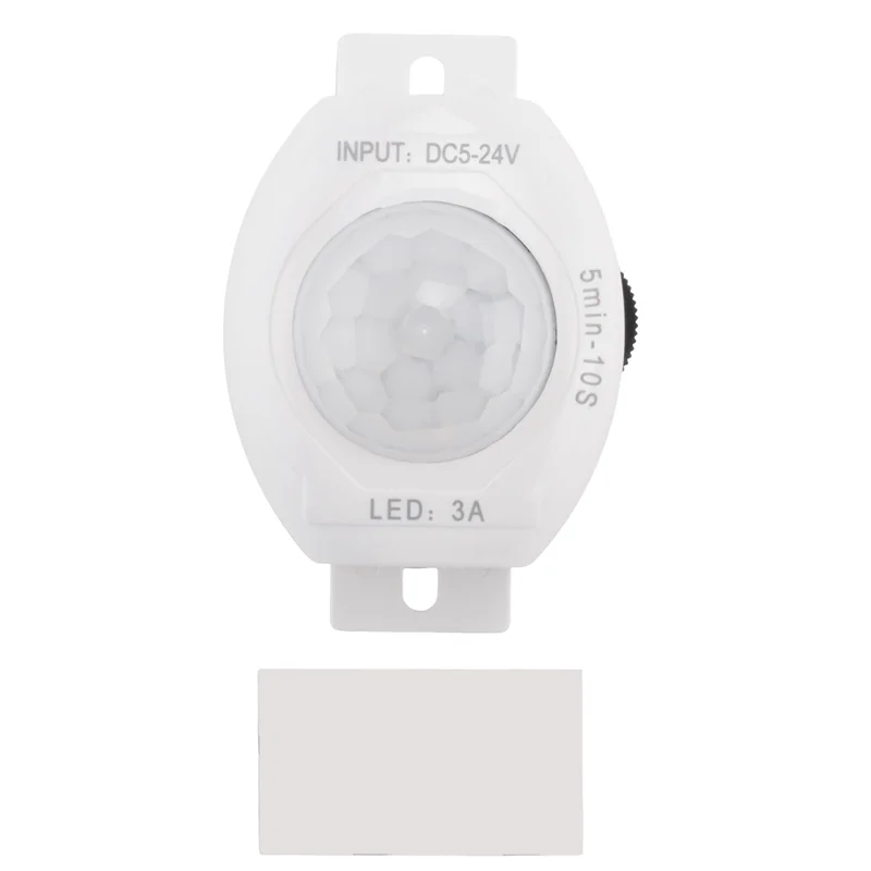 A14M 5X PIR Infrared Motion Sensor Detector DC5-24V Auto On Off Timer Switch LED Light Body PIR Motion Sensor Lamp(White)