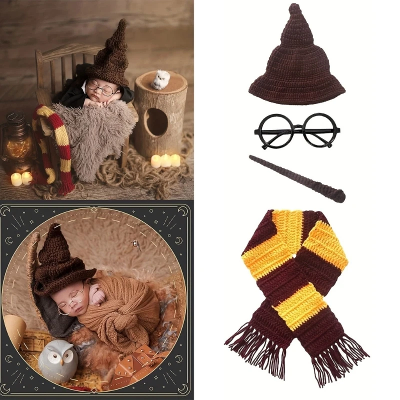 57EE Infant Photography Props Witch Hat Accessories Baby Shower Party Photo Outfit