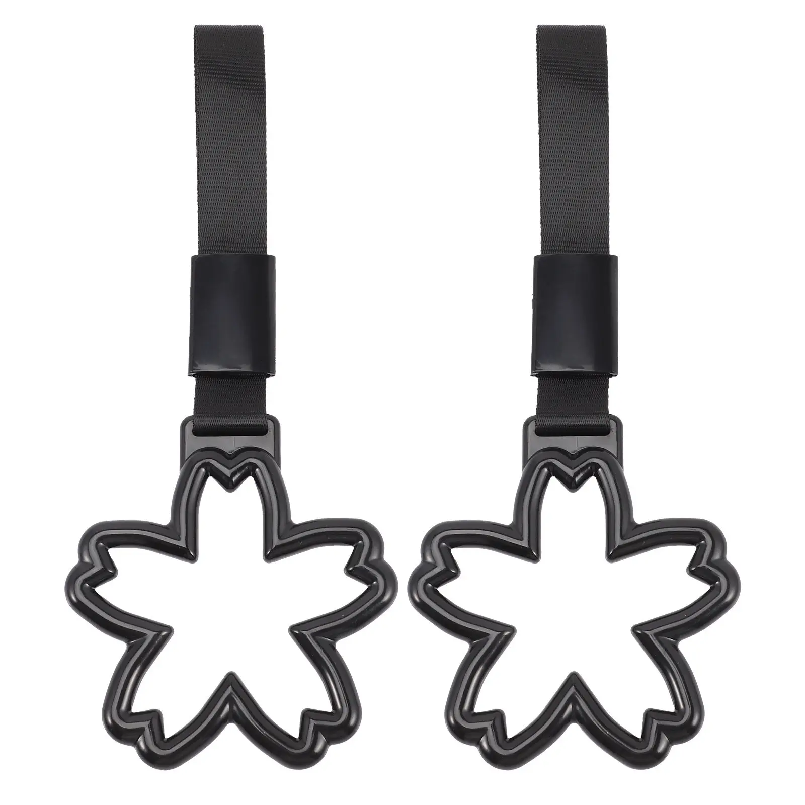 

2Pcs Car Interior Safety Handle Rings Cherry Blossom Design Car Hand Strap Rear Bumper Warning Ring Drift Charm Automotive