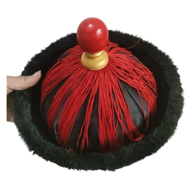 Black Qing Dynasty Hat For Men Halloween Carnival Festival Cospaly Emperor Soldier Headgear
