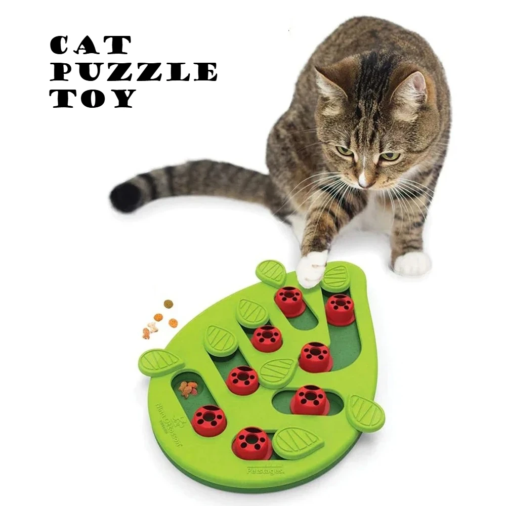 Brinquedo Interativo Quebra-Cabeça para Gatos, Comedouro Lento e Arranhador para Gatos de Interior