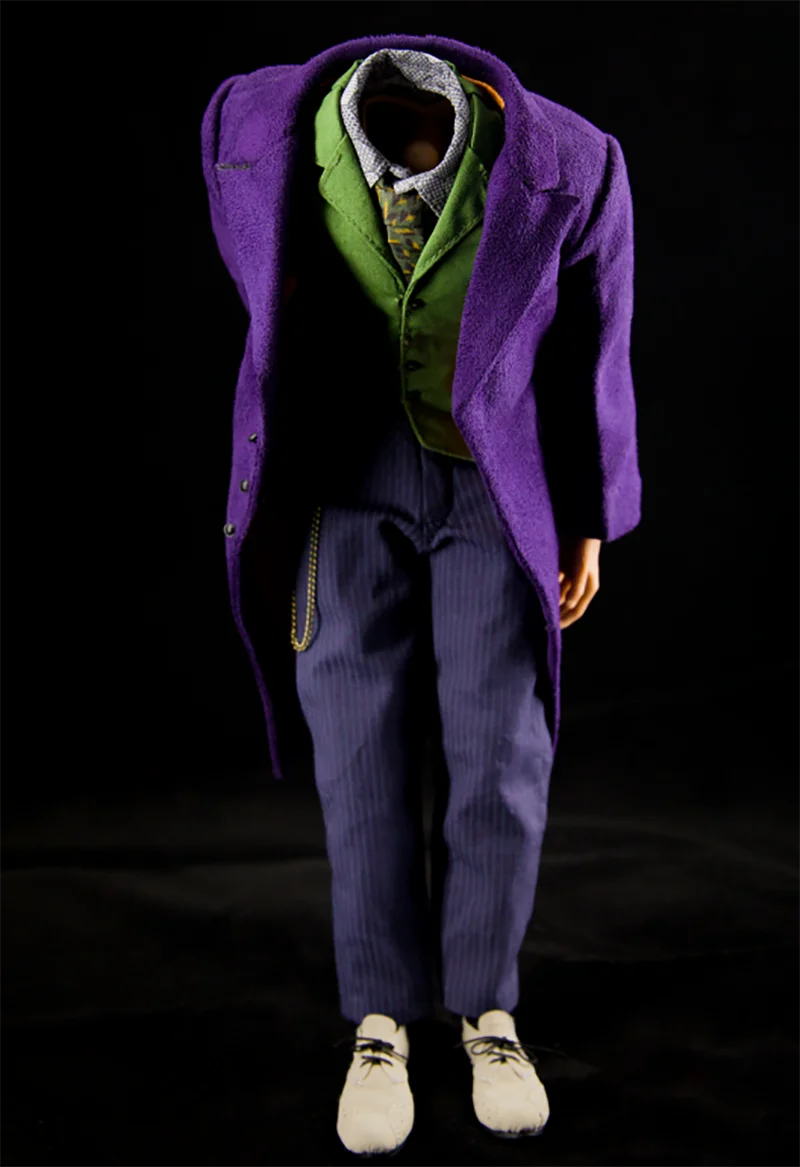 DIY 1/6 Scale Men's Clothes Male Clown Costume Exquisite Joker Heath Ledger Purple Windbreaker Coat Set for 12'' Body