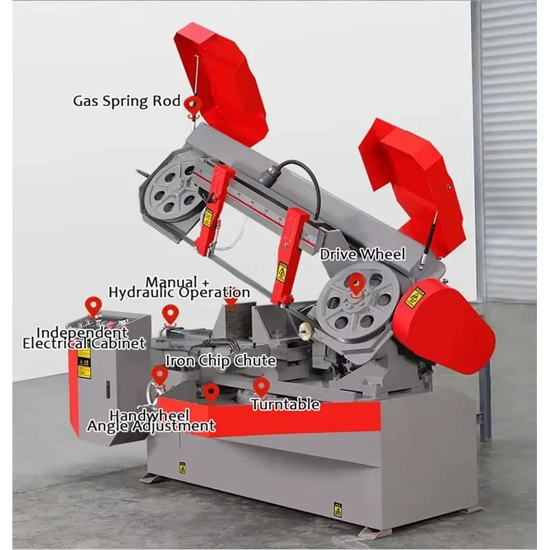 Small Industrial Band Saw Machine Hydraulic 45° 90° Metal Cutting with Semi-Auto Operation