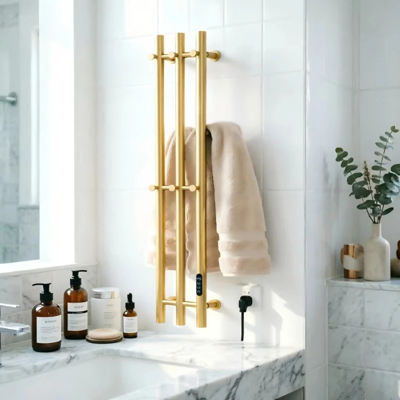 Foldable towel rack, wall-mounted multifunctional bathroom storage rack